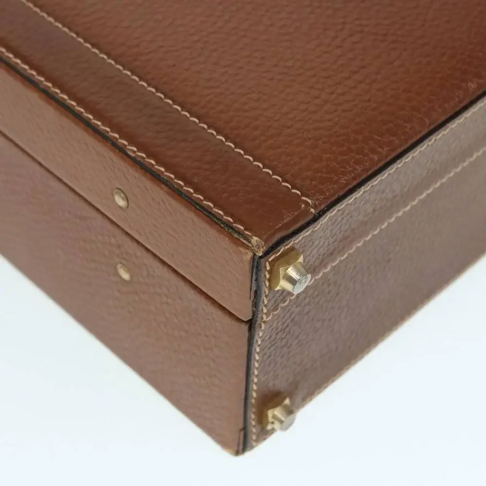 LOEWE Anagram Attache Case Trunk Leather Brown Gold
